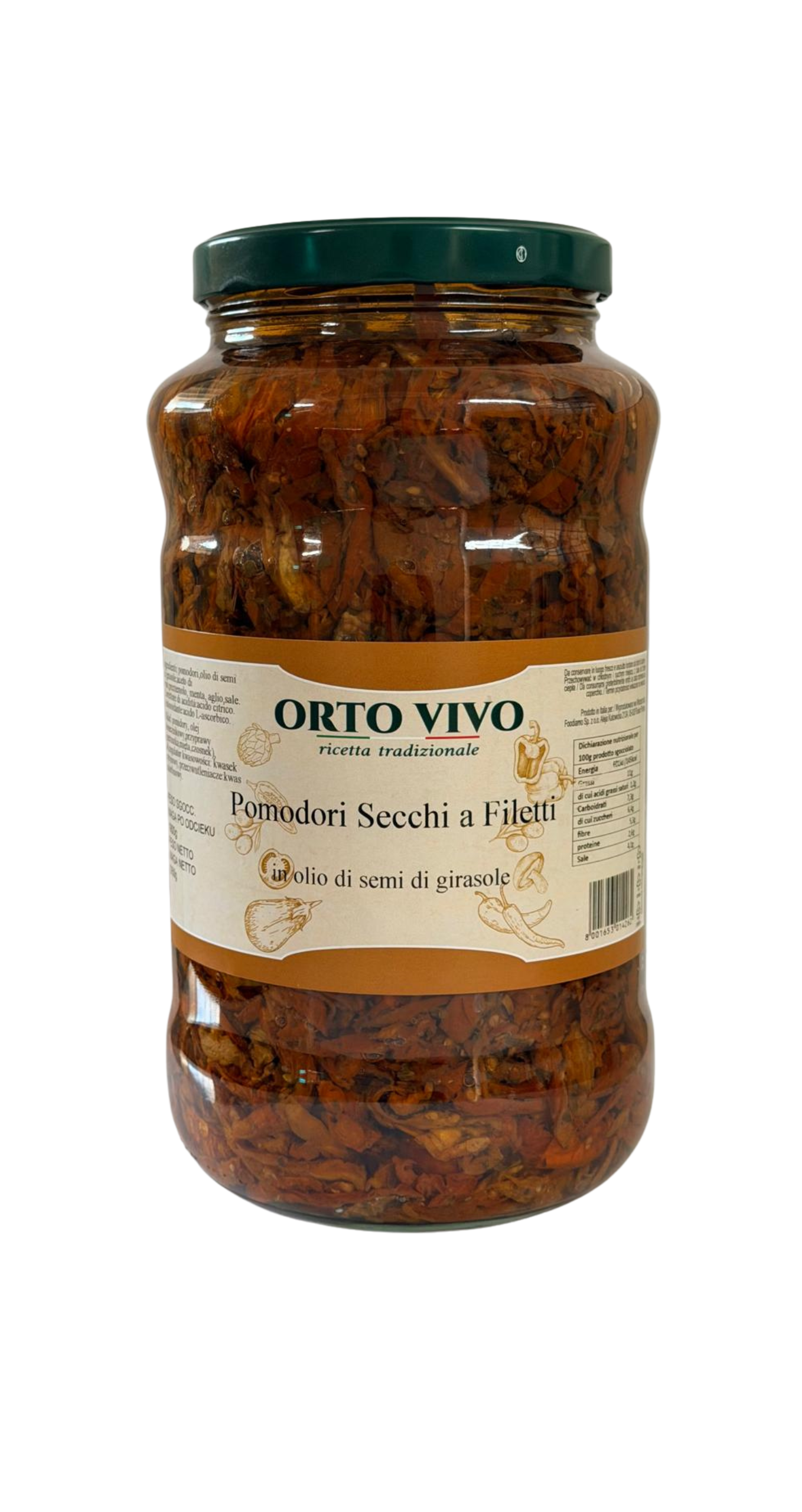 POMIDORY SUSZONE PASKI W OLEJU ORTO VIVO 3100 ML 2/BOX