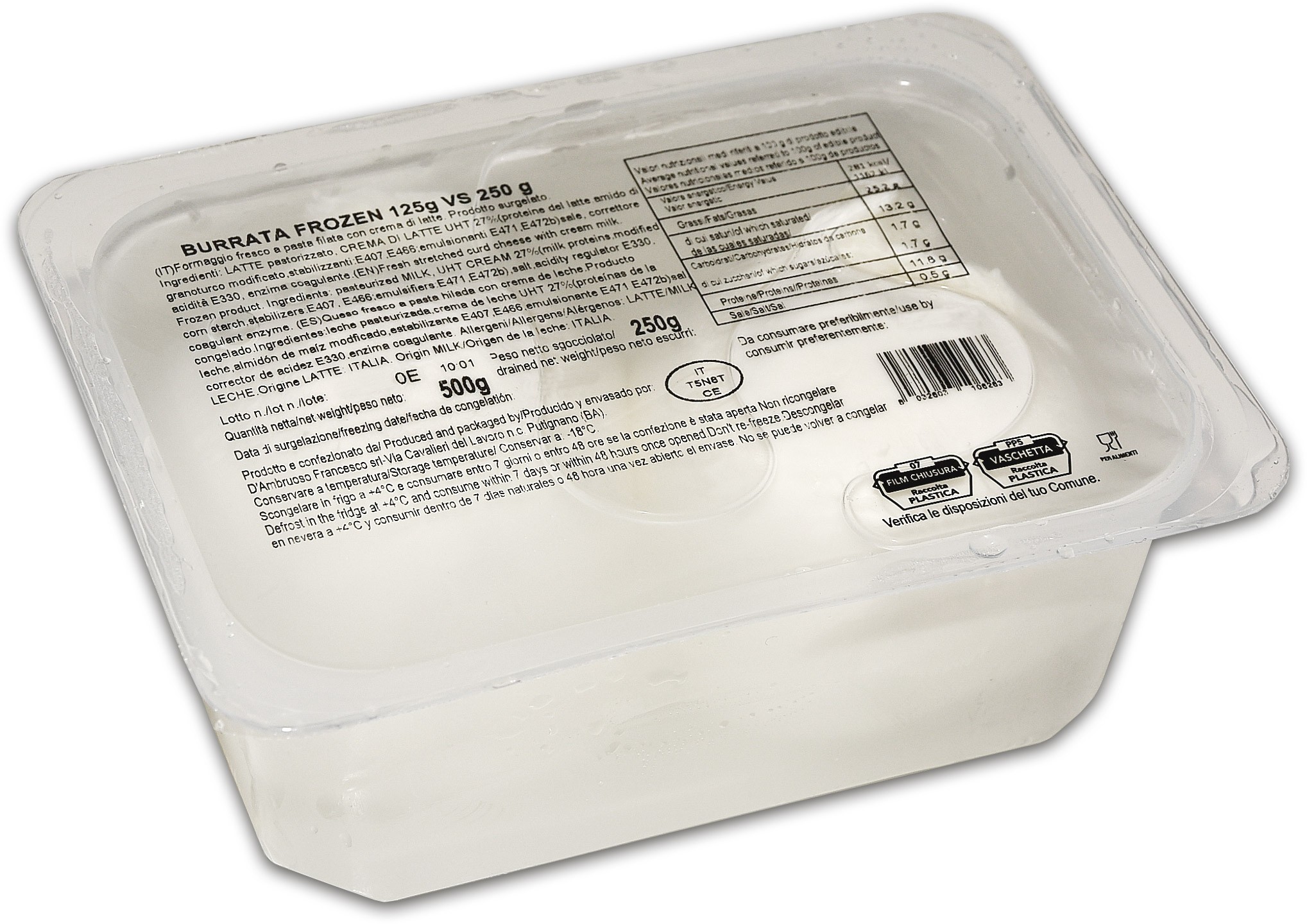 BURRATA Z TRUFLĄ MROŻONA 2X125 G 10/BOX ARTIGIANA