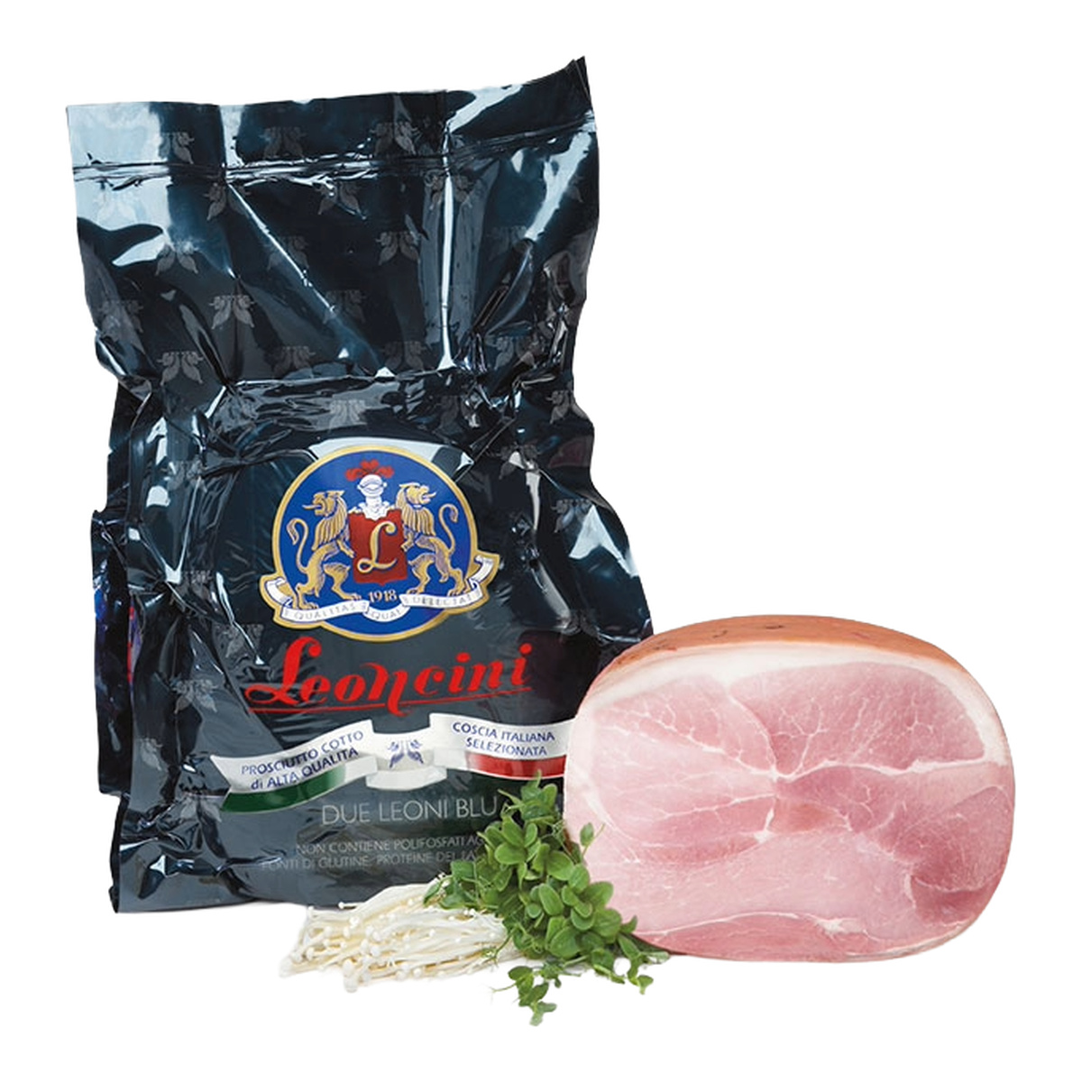 PROSCIUTTO / SZYNKA COTTO ALTA QUALITÀ DUE LEONI RĘCZNIE WIĄZANE OK. 9-9,5 KG 2/BOX LEONCINI