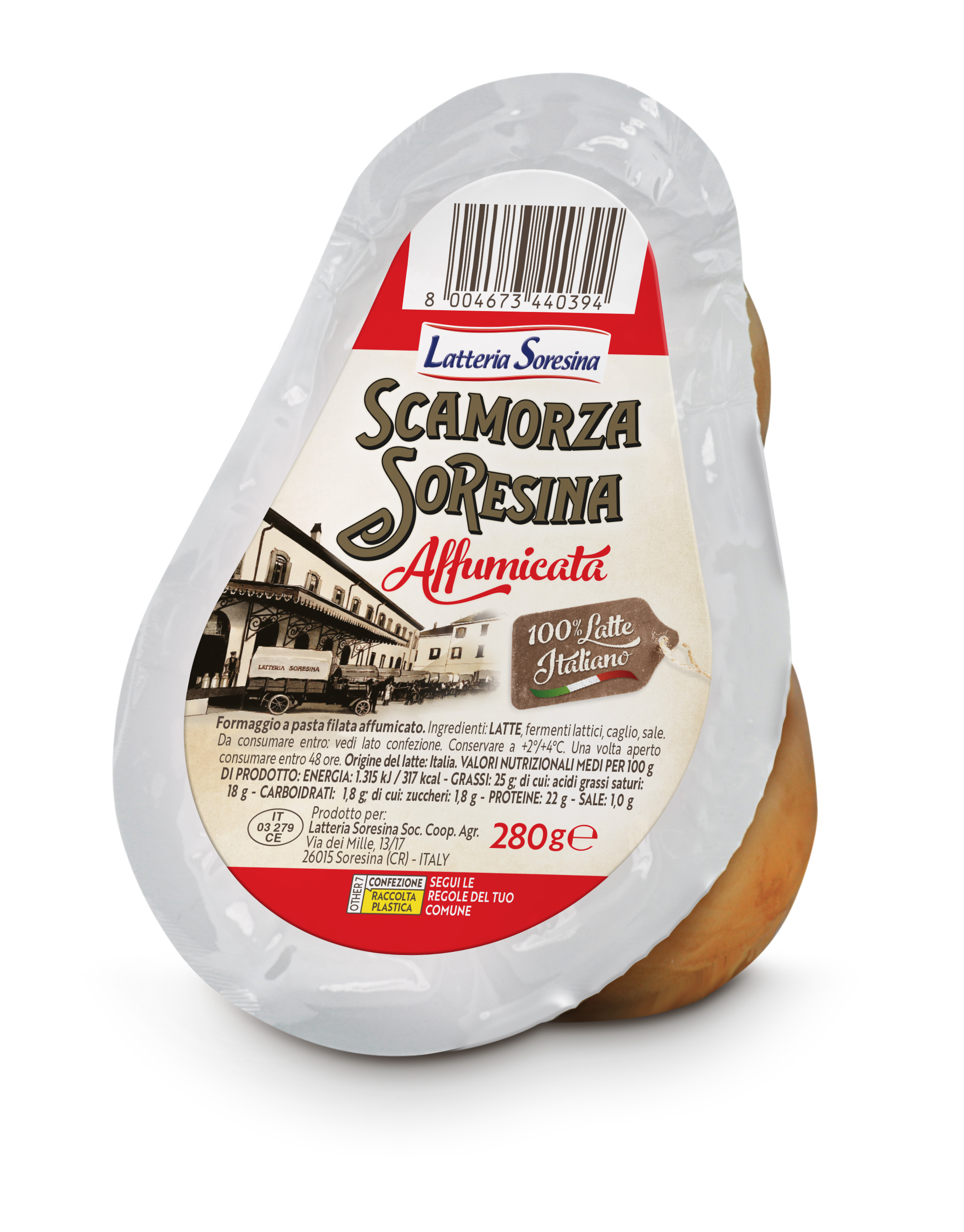 SCAMORZA WĘDZONA ŚWIEŻA 280G 9/BOX SORESINA