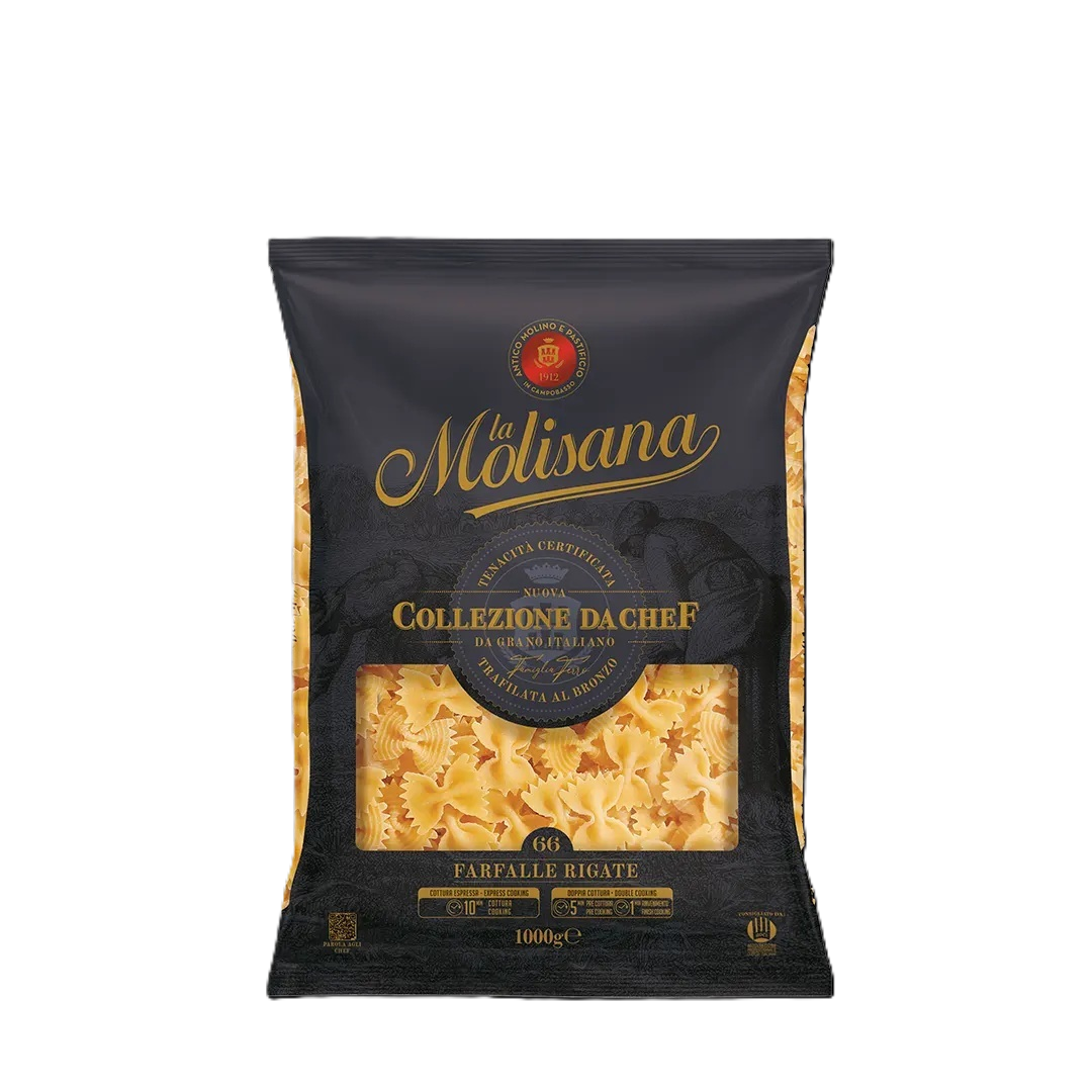 MAKARON FARFALLE RIGATE 1 KG 12/BOX COLLEZIONE DA CHEF LA MOLISANA