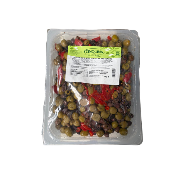 MIX OLIWEK CZARNYCH I ZIELONYCH DRYLOWANYCH MARYNOWANYCH 2 KG CINQUINA
