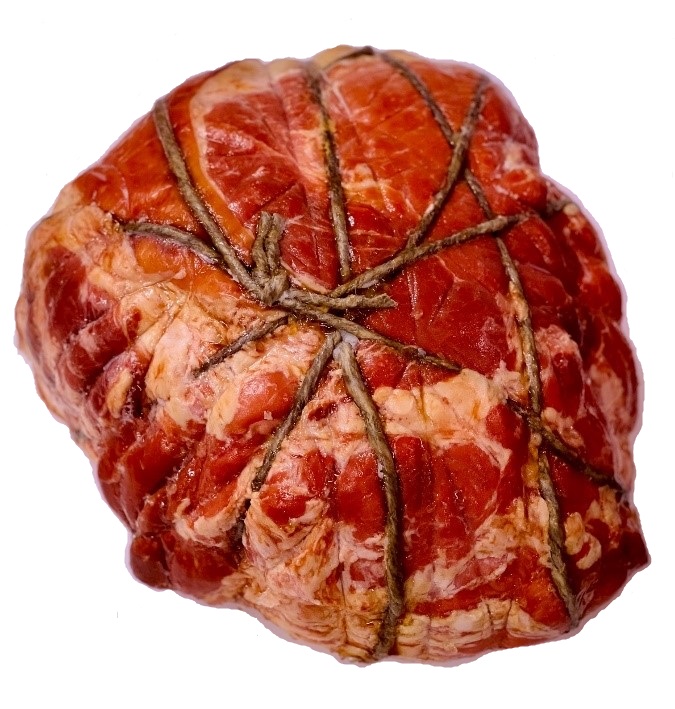 PROSCIUTTO COTTO / SZYNKA ALTA QUALITÀ Z ZIOŁAMI RĘCZNIE WIĄZANE OK. 7,5 KG 2/BOX LEONCINI