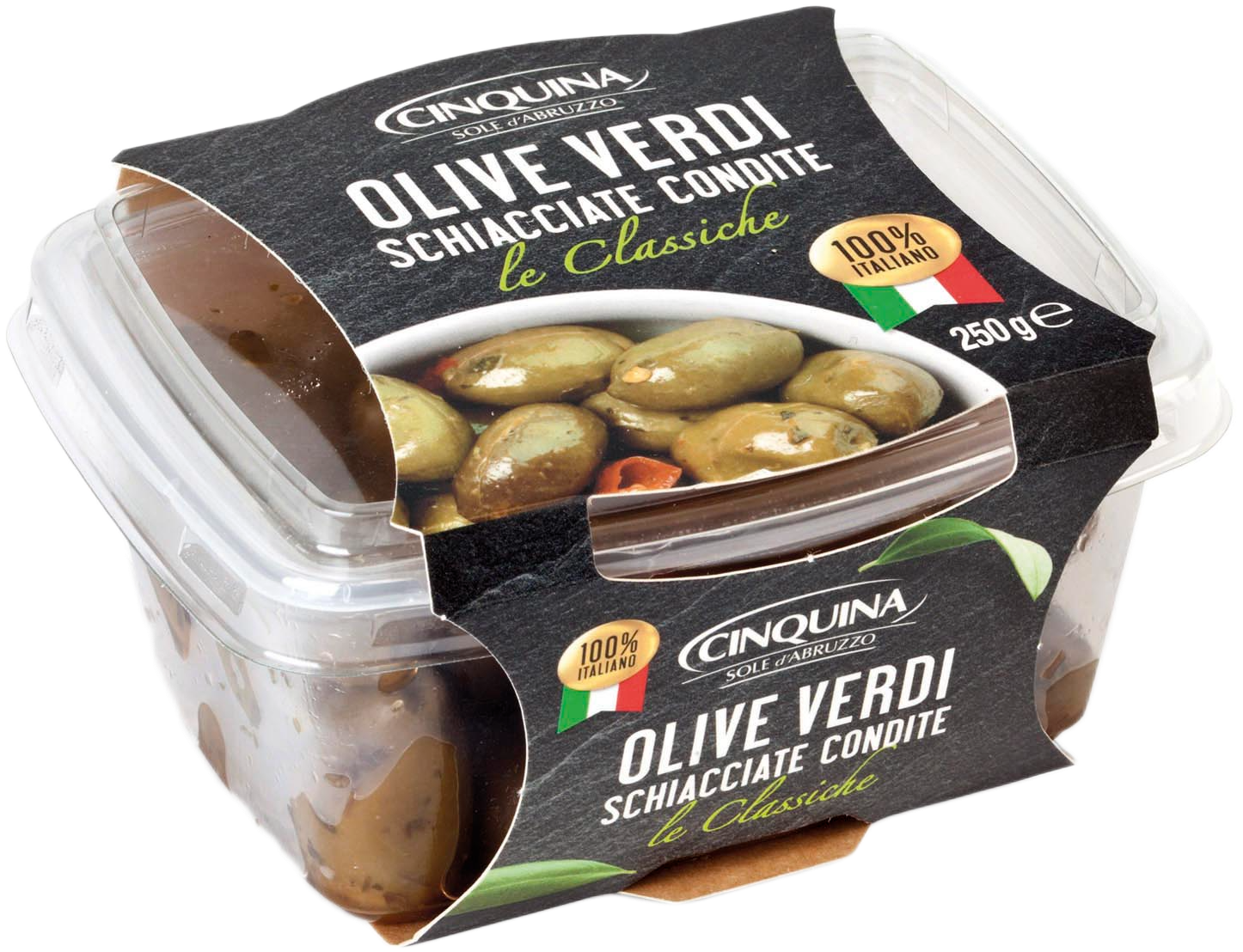 OLIWKI SCHIACCIATELLE Z PRZYPRAWAMI 250 G 12/BOX CINQUINA