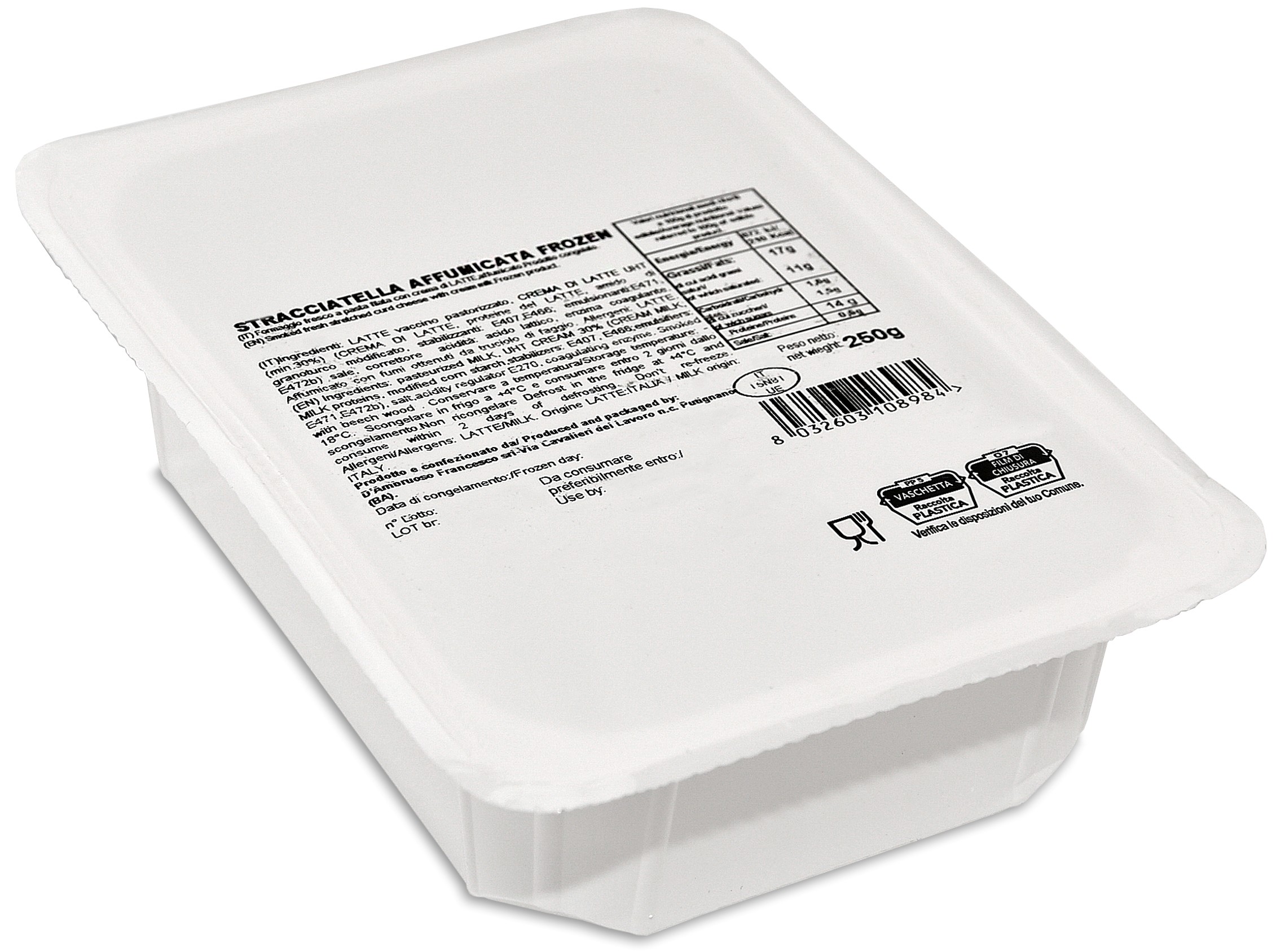 STRACCIATELLA WĘDZONA/AFFUMICATA MROŻONA 250 G 15/BOX ARTIGIANA