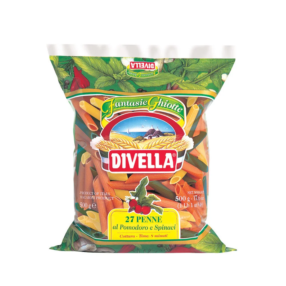 MAKARON PENNE POMIDOR I SZPINAK 500 G 24/BOX DIVELLA