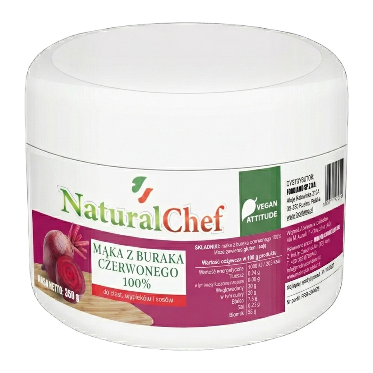 MĄKA ROŚLINNA Z CZERWONEGO BURAKA NATURAL CHEF 350G CANDELORI