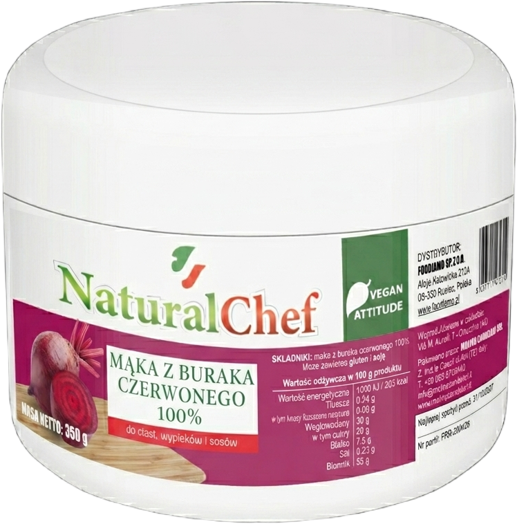 MĄKA ROŚLINNA Z CZERWONEGO BURAKA NATURAL CHEF 350G CANDELORI