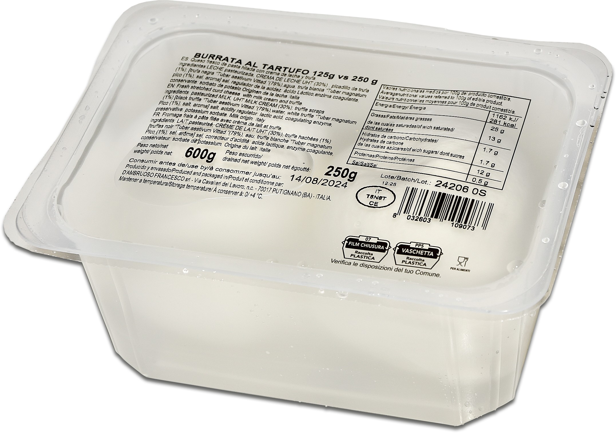 BURRATA Z TRUFLĄ 2X125 G 10/BOX ARTIGIANA