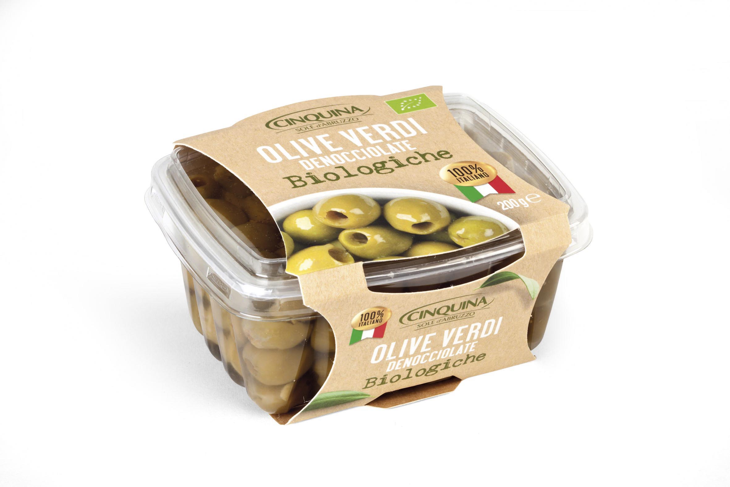 EKOLOGICZNE SŁODKIE (DELIKATNE) OLIWKI ZIELONE 250 G 12/BOX CINQUINA