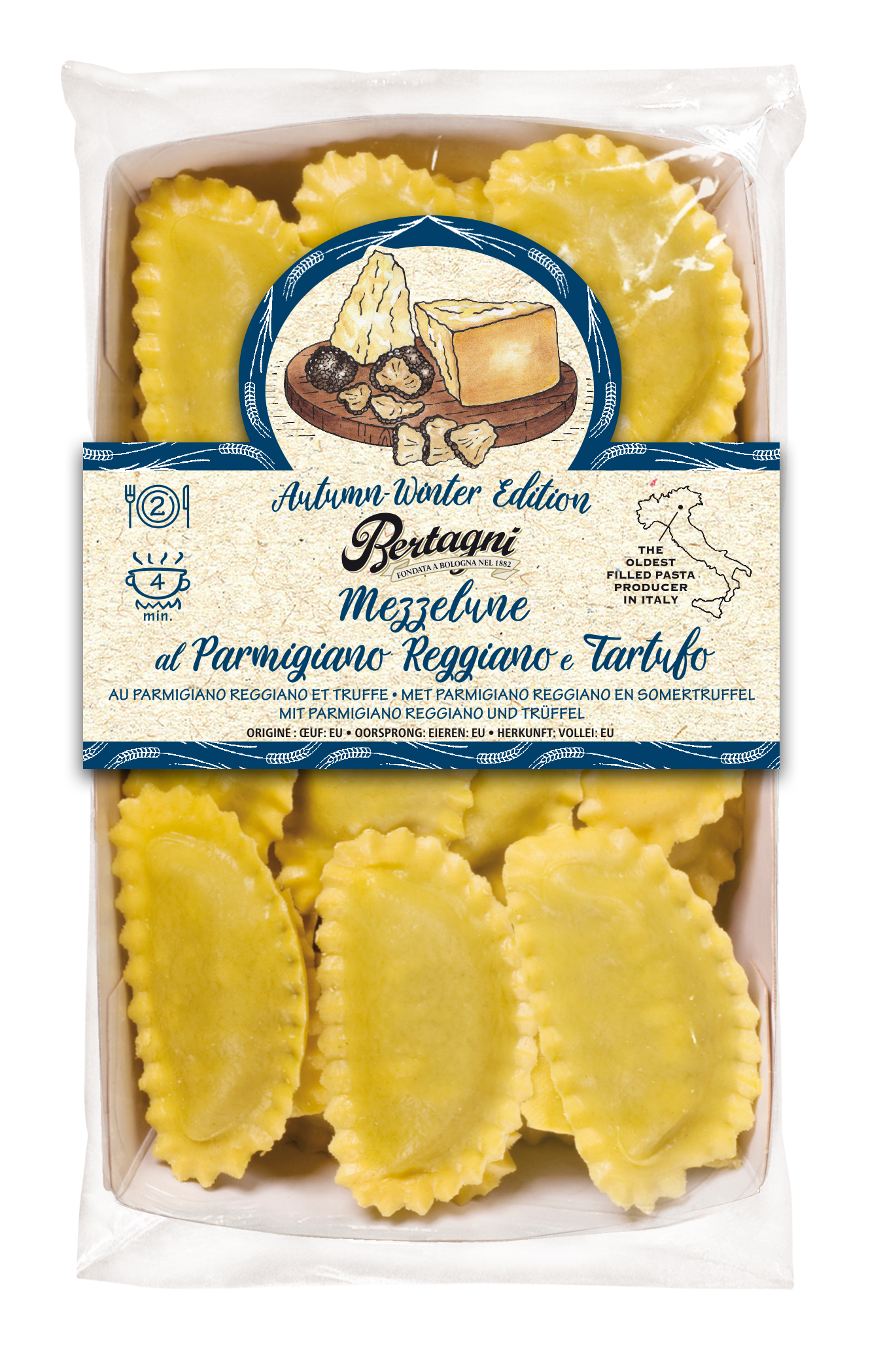 MAKARON MEZZELUNE Z PARMIGIANO REGGIANO Z TRUFLAMI 250G 6/BOX BERTAGNI