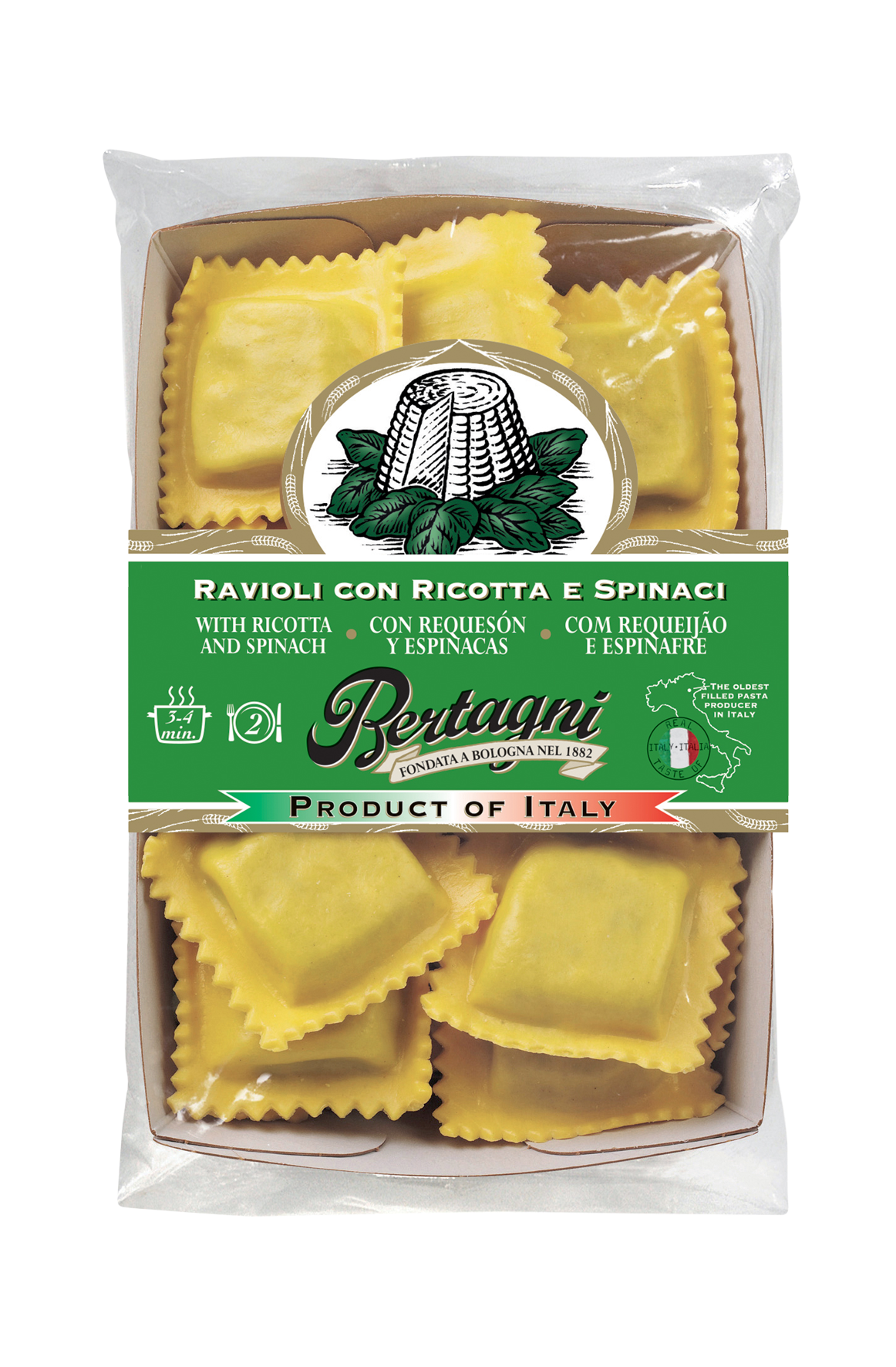 MAKARON RAVIOLI RICOTTA I SZPINAK 250G 6/BOX BERTAGNI