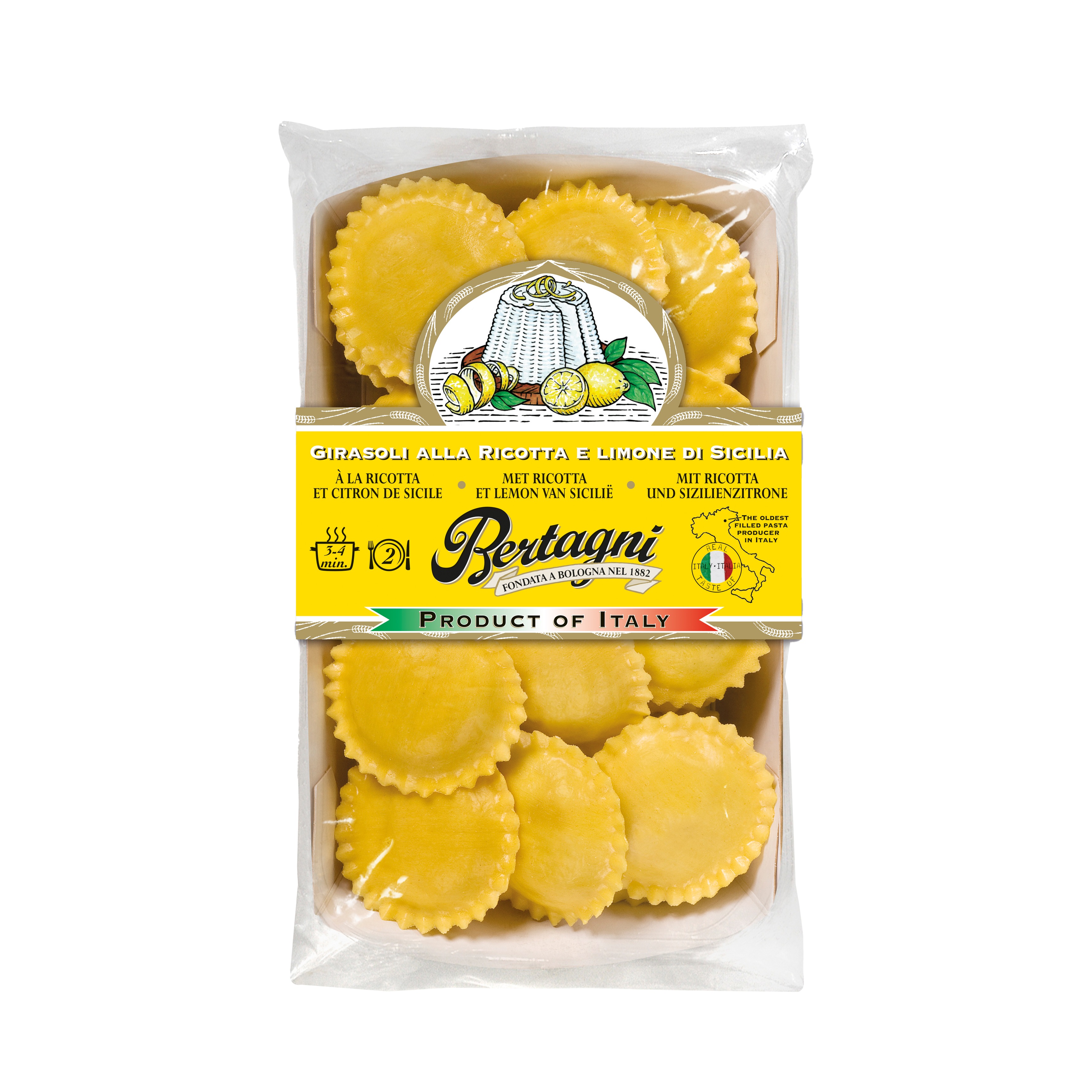 MAKARON GIRASOLI Z RICOTTĄ I Z CYTRYNĄ 250G 6/BOX BERTAGNI