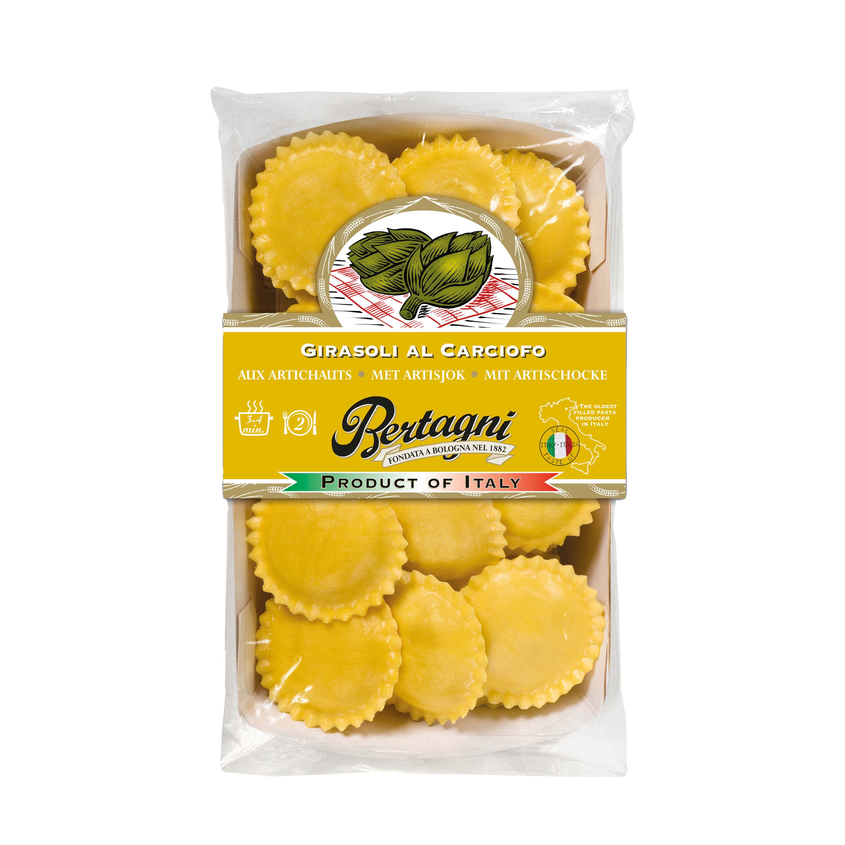 MAKARON GIRASOLI Z BAZYLIĄ I GRILLOWANYMI WARZYWAMI 250G 6/BOX BERTAGNI