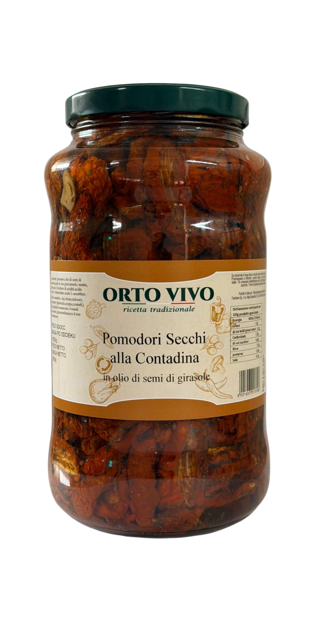 POMIDORY SUSZONE ALLA CONTADINA W OLEJU ORTO VIVO 1700 ML 4/BOX