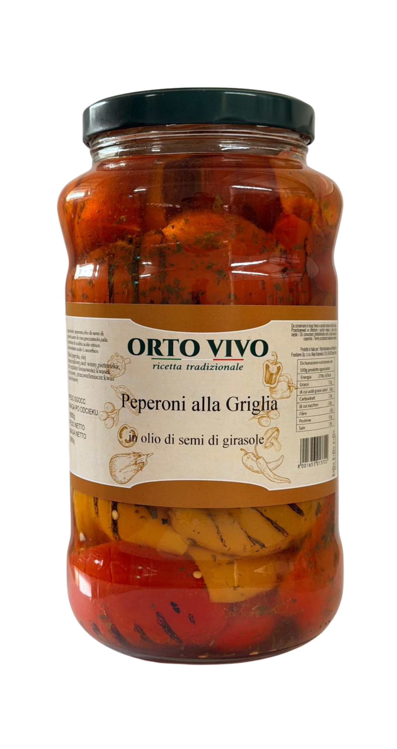 PAPRYKA GRILLOWANA W OLEJU 3100ML ORTO VIVO