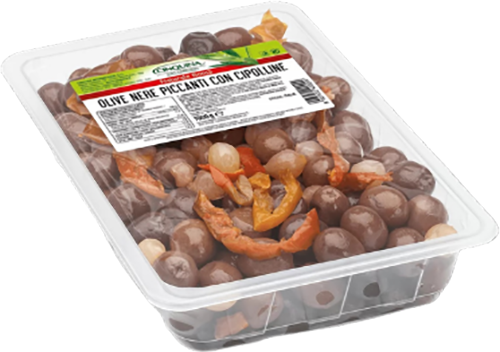 PIKANTNE CZARNE OLIWKI Z CEBULKĄ 2 KG 2/BOX CINQUINA
